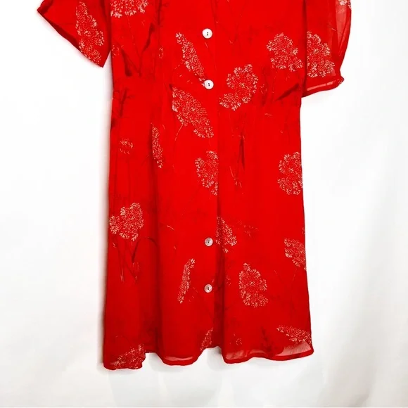 Wilfred | Floral Flame Scarlet Button Front Mini Dress - Picture 6 of 9